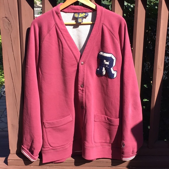 RL Rugby Cardigan Reversible Varsity Letterman Cotton‎ Sweatshirt Jacket - Picture 15 of 15